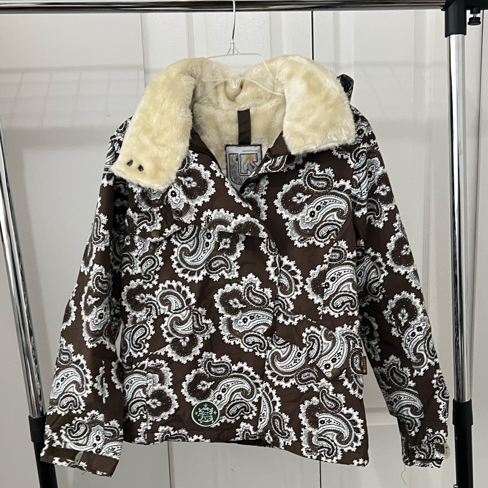 Burton Brown and Cream Paisley Bomber Jacket